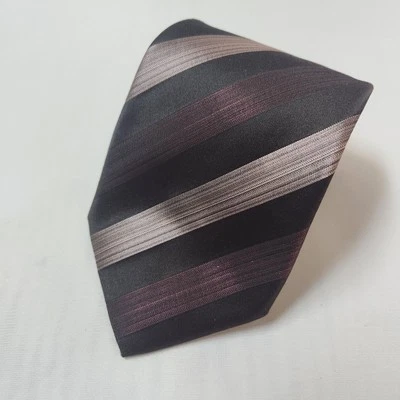 Corbata para hombre BOSS HUGO BOSS 100 % seda diseñador ITALIA RAYAS púrpura negro gris  Foto 1 de 4