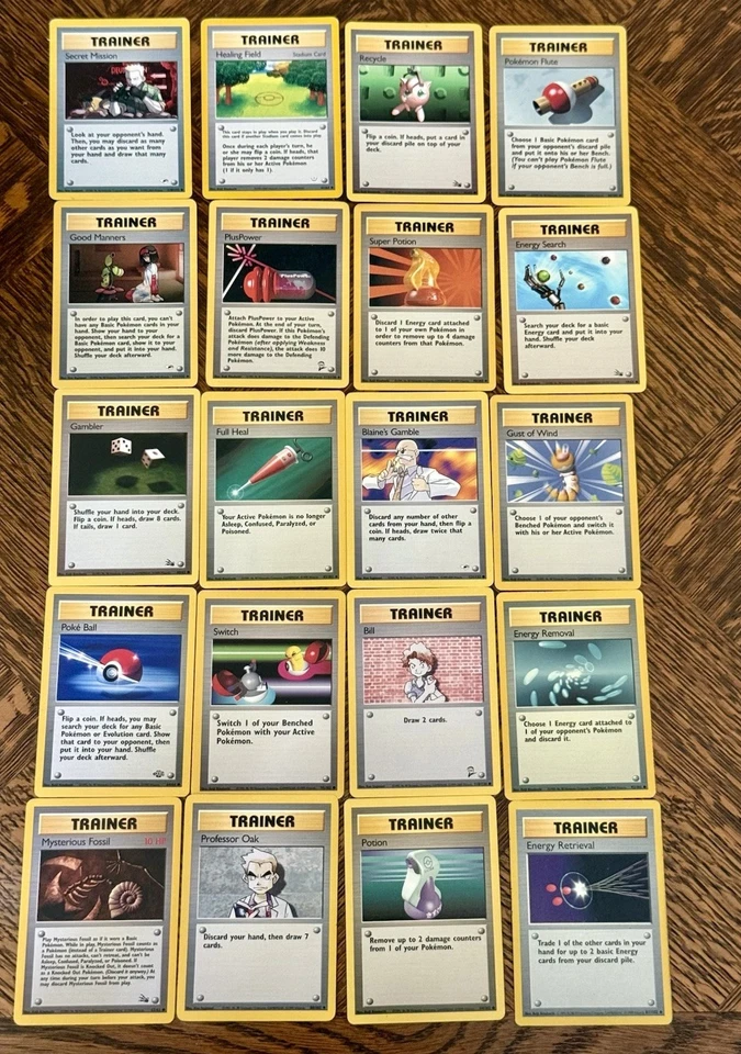 VINTAGE Pokemon lot of 20 TCG Base Set Jungle Fossil Trainer Card WOTC All NM-LP - Image 1 of 1