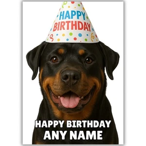 PERSONALISED Rottweiler BIRTHDAY CARD, Dog For Him Her Man Woman Friend Custom - Picture 1 of 8