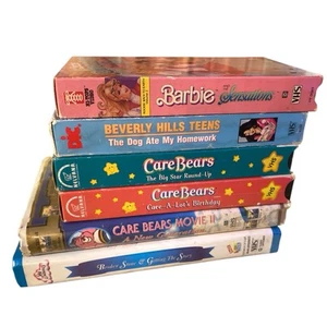 VHS Lot Vintage 80s 90s Cartoons Care Bears Barbie Beverly Hills Sky Dancers - Imagen 1 de 18