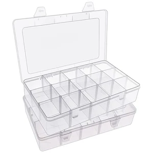 2 Pack 15 Girds Organizer Perline, Grande Scatola Organizer in Plastica Trasparente con Regolazione... - Foto 1 di 6