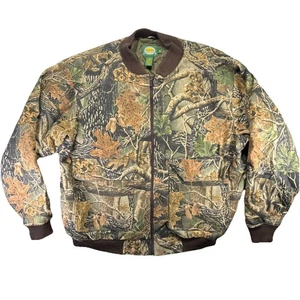 Cabelas Seclusion 3D Full Zip Quilted Lined Camo Hunting Jacket XL Bomber Canvas - Picture 1 of 7