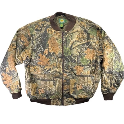 Cabelas Seclusion 3D Full Zip Quilted Lined Camo Hunting Jacket XL Bomber Canvas - Image 1 of 4