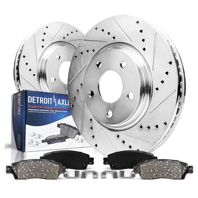 Detroit Axle 277mm Front Drilled Disc Rotors + Brake Pads for Saab 9-2x S - Изображение 1 из 4