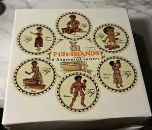 Fiji Islands 6 Souvenir Coasters Set New In Original Box Drink Coasters - Picture 1 of 3