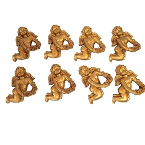 Vintage Golden Cherub Serviettenringe Set 8 Engel Tischdeko Weihnachten Valentinstag - Bild 1 von 5