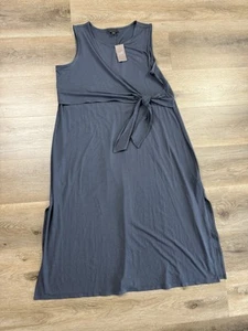J. Jill Wearever Side-tie Midi Dress Lava Rock Gray Side Slit Large Petite - Picture 1 of 8