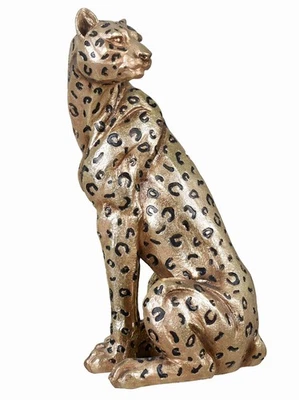 PALAZZO INT Art Deco Skulptur Leopard Figur Wildkatze 50cm Panther Leo Statue Tierfigur