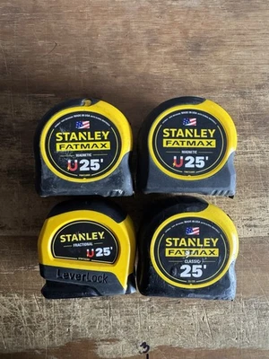 Stanley FatMax 25’ Cinta Medida Lote De 4 Usadas Envío Gratis No Magnética Leer Foto 1 de 4