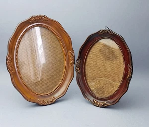 2 x Photo Frames Oval Floral Accented Brown Frames For Photo 6'' X 4½'' & 5½x 4' - Picture 1 of 3
