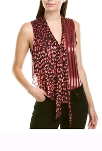 Alice Olivia Silk Fifi Bow Tie Top Tank Blouse NEW NWT Shadow Stripe Sz. Small - Picture 1 of 10