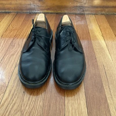Vintage Dr. Martens Black Leather 1461  greasy 3 eyelet Oxford shoe Men’s US10 - Image 1 of 4
