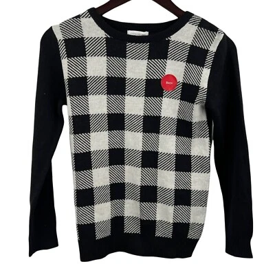 Suéter Charter Club Negro Blanco Algodón a Cuadros Talla Mediana Nuevo Foto 1 de 4