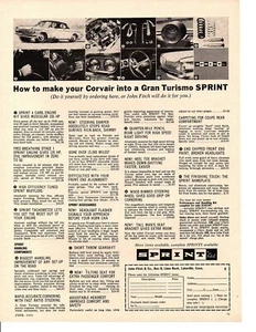 1964 CHEVROLET CORVAIR SPRINT BY JOHN FITCH ~ ORIGINAL PRINT AD - Bild 1 von 1