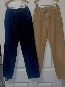 Nice! Brooks Brothers 12 Boys Set Corduroy Pants Lot Two Khaki Navy Blue - Picture 1 of 7