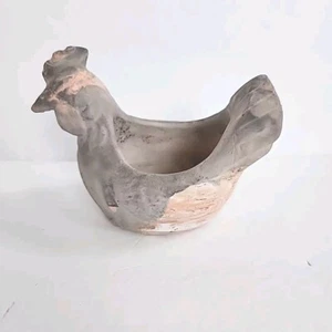 Jarrón jardinero vintage de terracota gallina pollo cerámica artística pintada a mano - Imagen 1 de 12