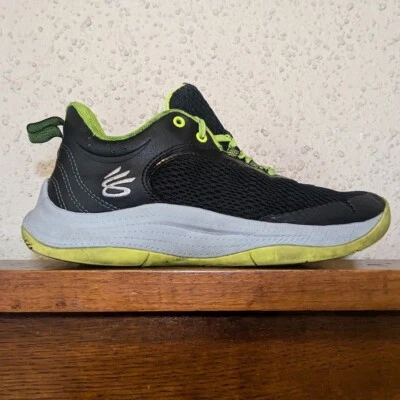 Under Armour Curry 3Z6 Low Black/ Neon Green Kids GS Size 6Y US Basketball Shoes - Image 1 of 4
