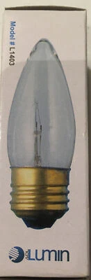 [2 Pack] Lumin 25 Watt B10 Clear Torpedo  Bulbs Medium Base 130 V - Image 1 of 3