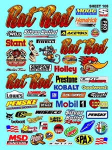 CLEAR VINYL RACING Sticker Sheet 108 Rat Rod-R/C MODEL Die-cut -Decals 1/12-1/10 - Picture 1 of 8