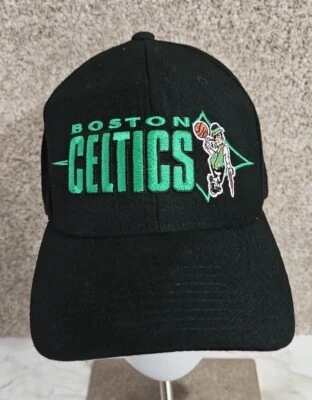 Vintage Starter NBA Mens Black Wool Blend Boston Celtics Strapback Hat Cap - Image 1 of 4