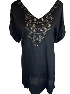 Ja Loux Dress Size medium Rayon Gromet Grunge Fairy Core Witchy *Sm Flaws* - Picture 1 of 14