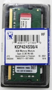 Kingston KCP424SS6/4 4GB PC4-19200 DDR4-2400MHz 1.2V 260-PIN SODIMM Memory - Picture 1 of 1