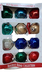 Merry Brite Holiday Home Collection Multicolor 12 Glass Ornaments Shiny Balls - Picture 1 of 5