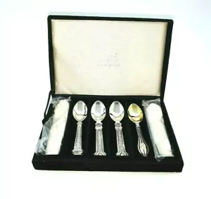 Godinger Set of 6 Silver Spoons in The Bombay Company Velvet Box - Picture 1 of 12