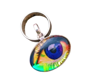 Colgante hecho a mano con piedras preciosas de vidrio enchapado en plata 925 para ojos joyas regalo R101 Foto 1 de 4