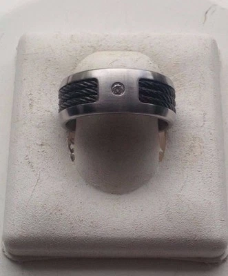 Conjunto gitano diamante 0,05 quilates para hombre banda de ajuste cómodo de 2 tonos en acero inoxidable # 3932 Foto 1 de 3