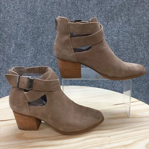 Sole Society Boots Womens 6.5 M Ankle Bootie Brown Suede Casual Block Heels - Picture 1 of 19