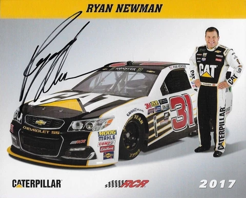 SIGNED 2017 RYAN NEWMAN "CATERPILLAR SS RCR" #31 MONSTER ENERGY NASCAR POSTCARD Cover