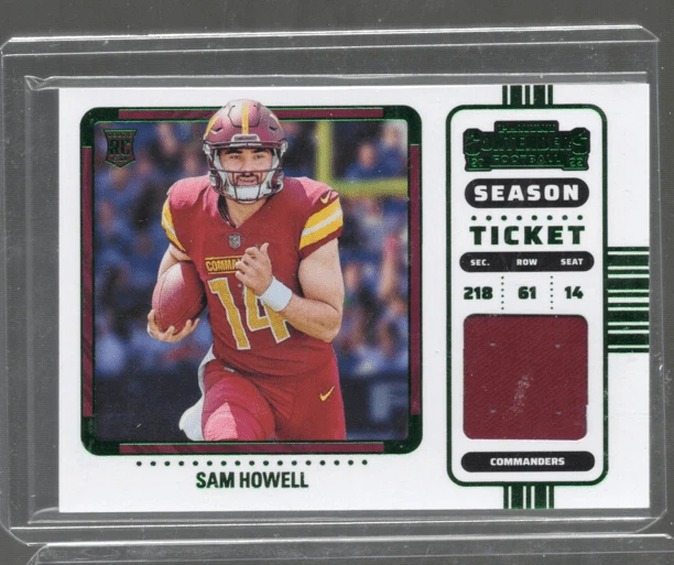 Sam Howell 2022 Panini Contenders Season Ticket Patch Rookie Commanders NFL - Image 1 of 1
