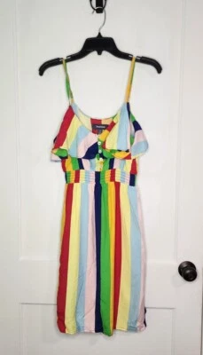 ModCloth Basically Breezy Sundress Womens Sz Small Rainbow Stripe Sleeveless NWT - Image 1 of 4