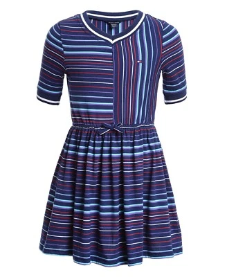 Nuevo Vestido Jersey Tommy Hilfiger Niñas Rayas Cuello en V Talla L. Precio de venta sugerido por el fabricante 42,50 USD Foto 1 de 2