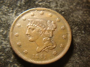 1841 N-5 XF Coronet Head Braided Hair Large Cent GBX - Picture 1 of 3