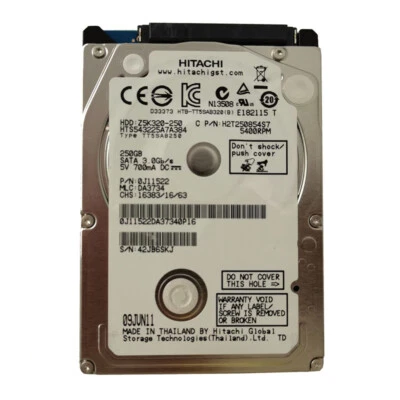 Hitachi 250GB HTS543225A7A384 5400RPM SATA 2.5" Laptop HDD Hard Disk Drive - Image 1 of 3