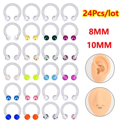 24 piezas anillo nariz acrílico herradura aro tragus cartílago retenedor piercing 16G EE. UU. Foto 1 de 4