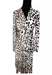 ISSA London Animal Print 100% Silk Wrap Knee Length Leopard Dress US 12-UK 16 - Picture 1 of 10