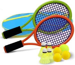 Tennis Racket Set for Children,17 Inch Racquet with 1 Tennis Balls,4 Badminton S - Picture 1 of 9