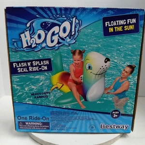 H2O GO Flash n' Splash Seal Ride-On Pool Float Kinder Schwimmen Alter 3+ 61 Zoll - Bild 1 von 3