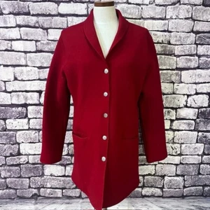 Eileen Fisher roter Langarmmantel aus gekochter Wolle Größe L - Bild 1 von 9
