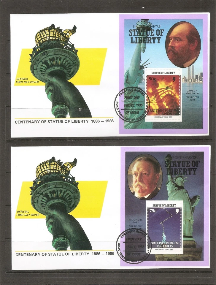 British Virgin Island SC # 559-567 Statue Of Liberty Centenary FDC. Souvenir S . - Image 1 of 4