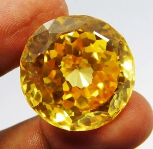 Natural 112.00 Ct Cambodian Yellow Zircon Round Cut Loose Gemstone " CERTIFIED " - Picture 1 of 6