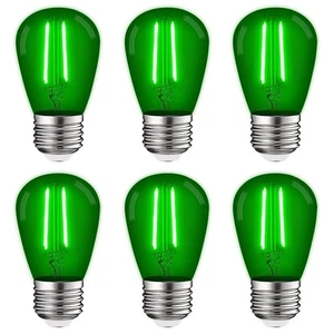 Luxrite S14 Edison LED Green Light Bulb for String Lights 0.5W UL E26 6 Pack - Picture 1 of 7