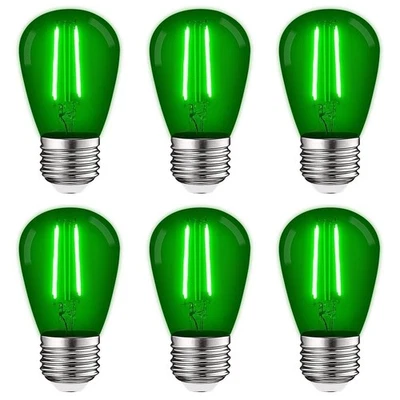 Luxrite S14 Edison LED Green Light Bulb for String Lights 0.5W UL E26 6 Pack - Image 1 of 4