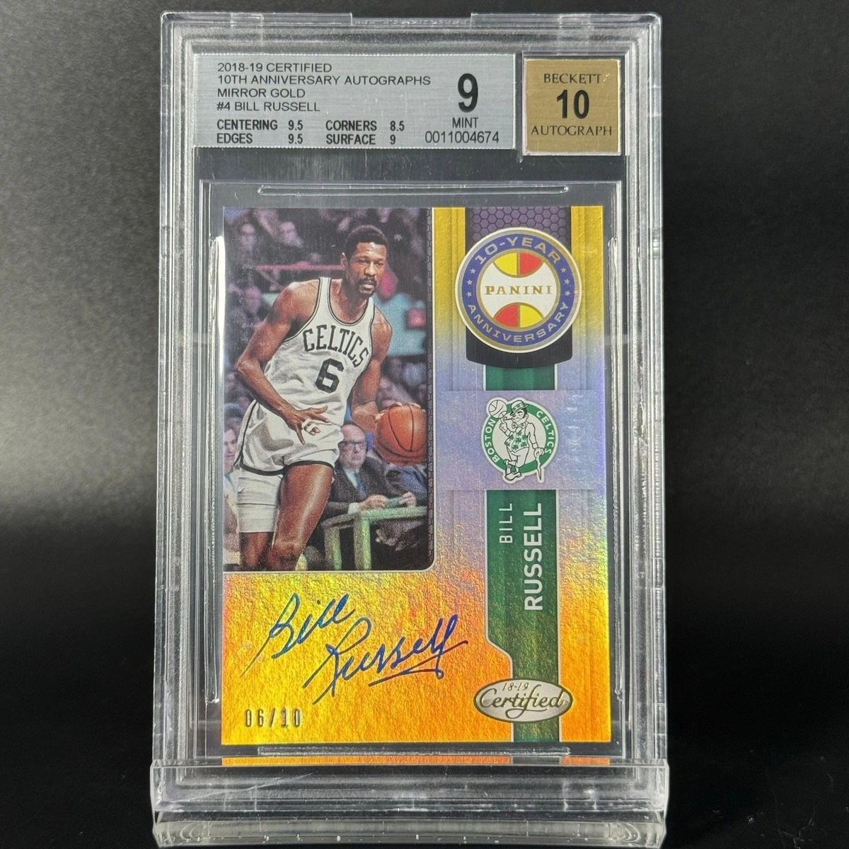 Panini Bill Russell Basketball Autographed Sports Trading Cards
