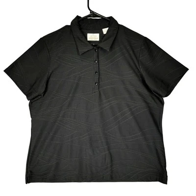EP Pro Tour Tech Golf Polo Shirt XL Women Abstract Black 1/4 Button Short Sleeve - Image 1 of 4