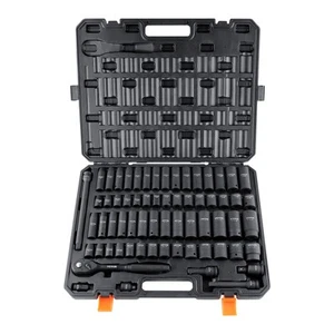 Impact Sockets Set 65pcs 6-Point 1/2in Drive Bit Ratchet Tool Kit Case - Picture 1 of 12