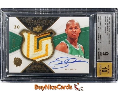 2008 Ray Allen UD Exquisite Noble Nameplates Patch Auto /25 # NARA BGS 9 / 10 - Photo 1/4